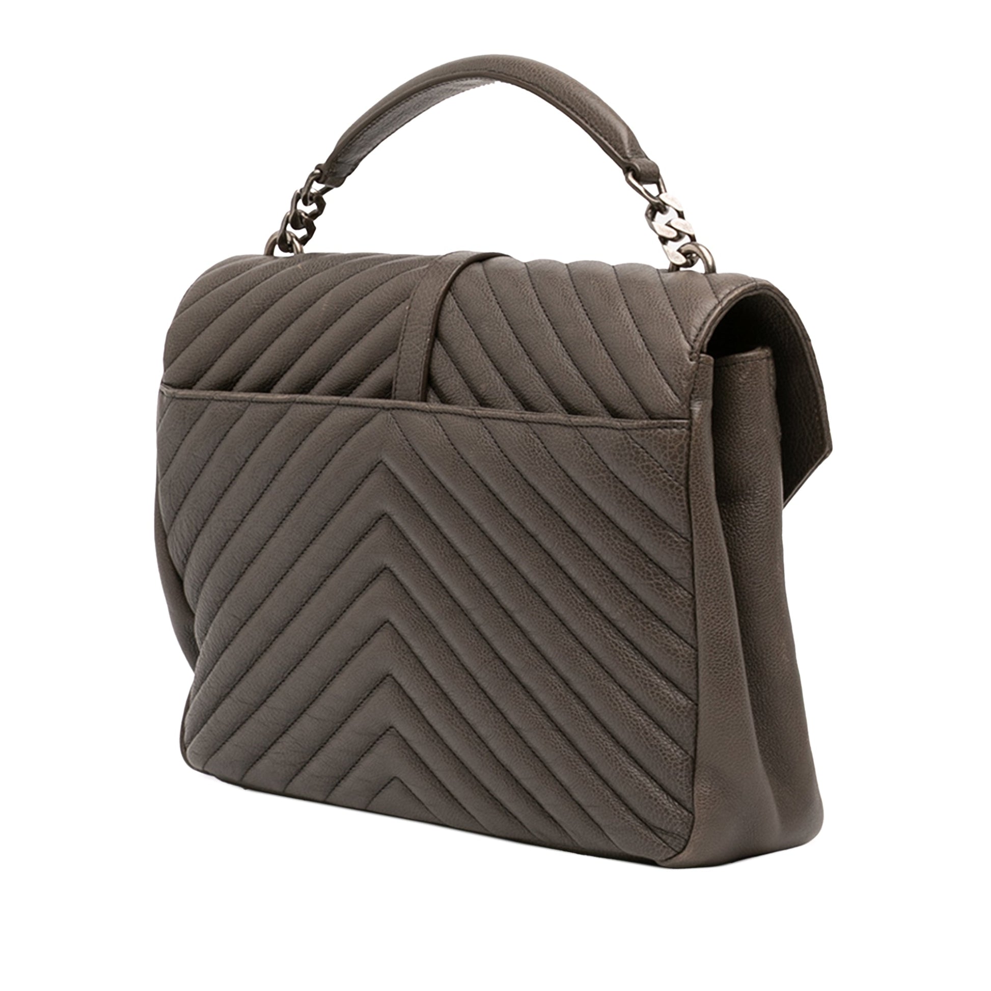 Saint Laurent Large Chevron Sheepskin Monogram College Bag