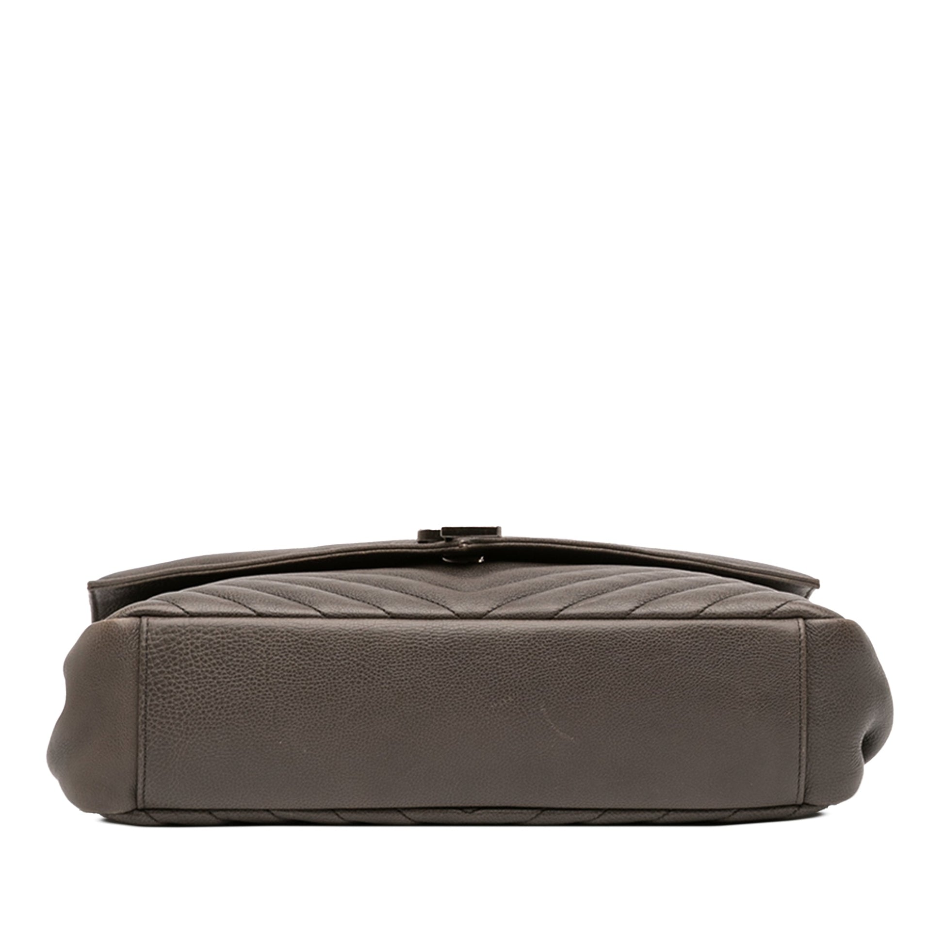 Saint Laurent Large Chevron Sheepskin Monogram College Bag