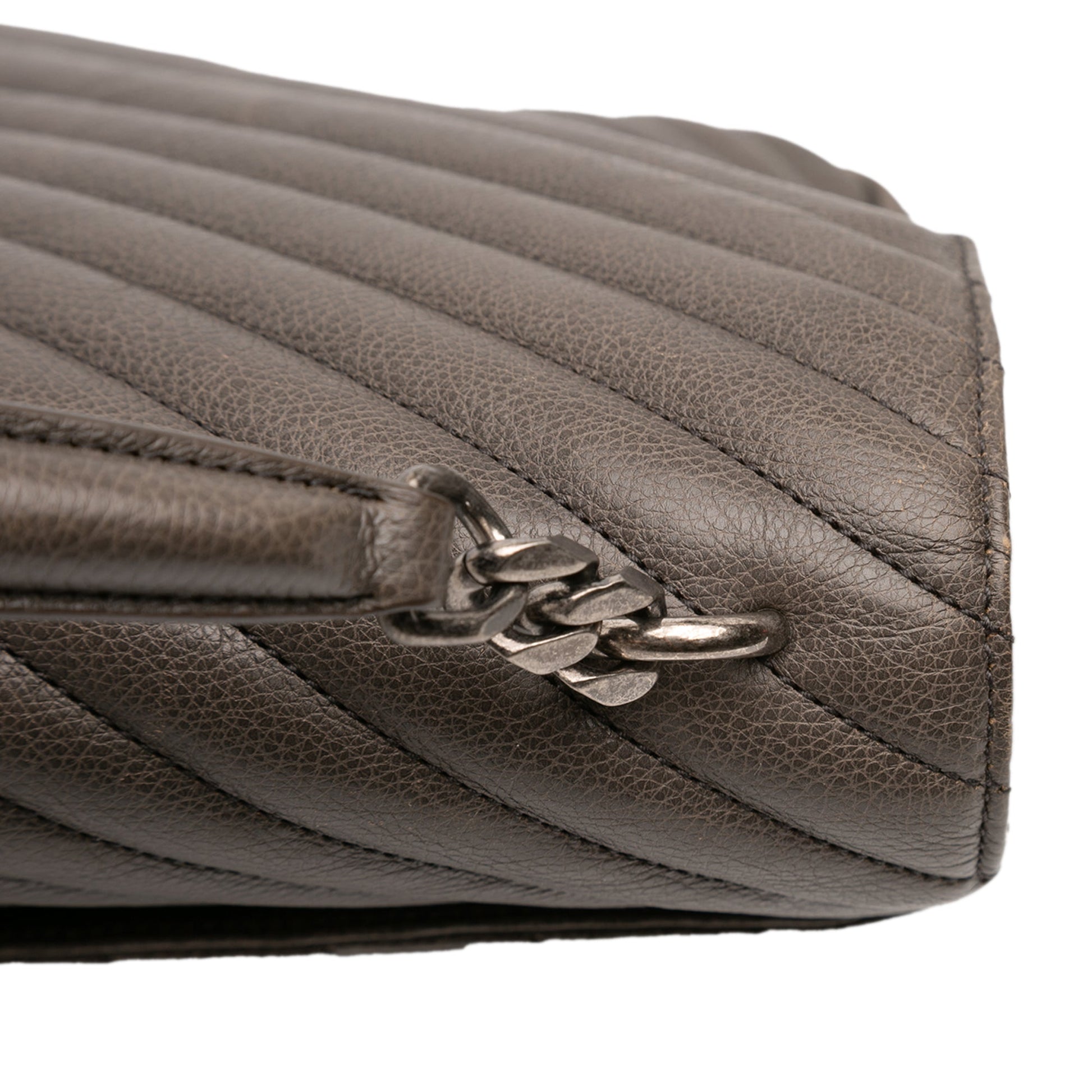 Saint Laurent Large Chevron Sheepskin Monogram College Bag