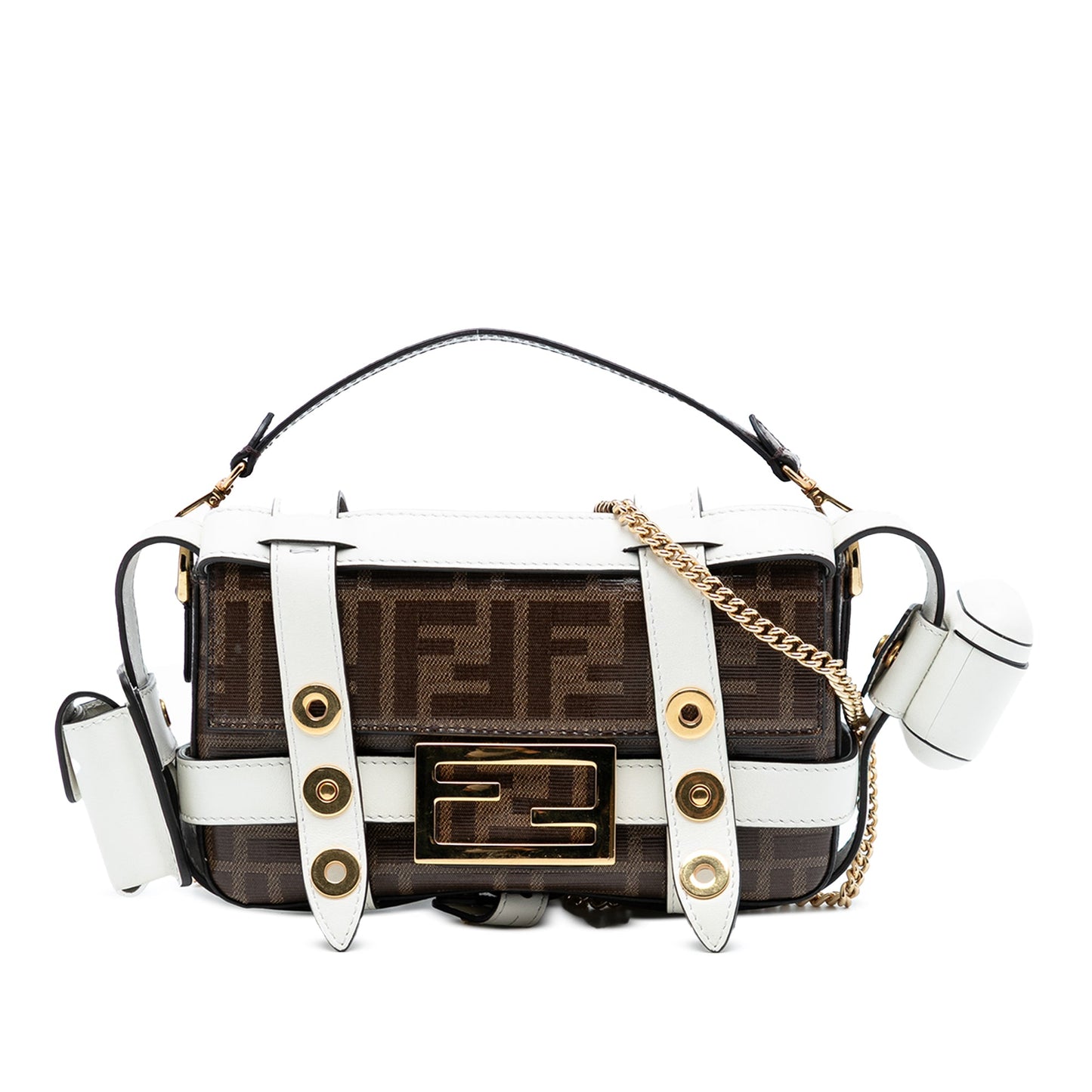 Fendi Mini Zucca Glazed Fabric Cage Baguette Satchel