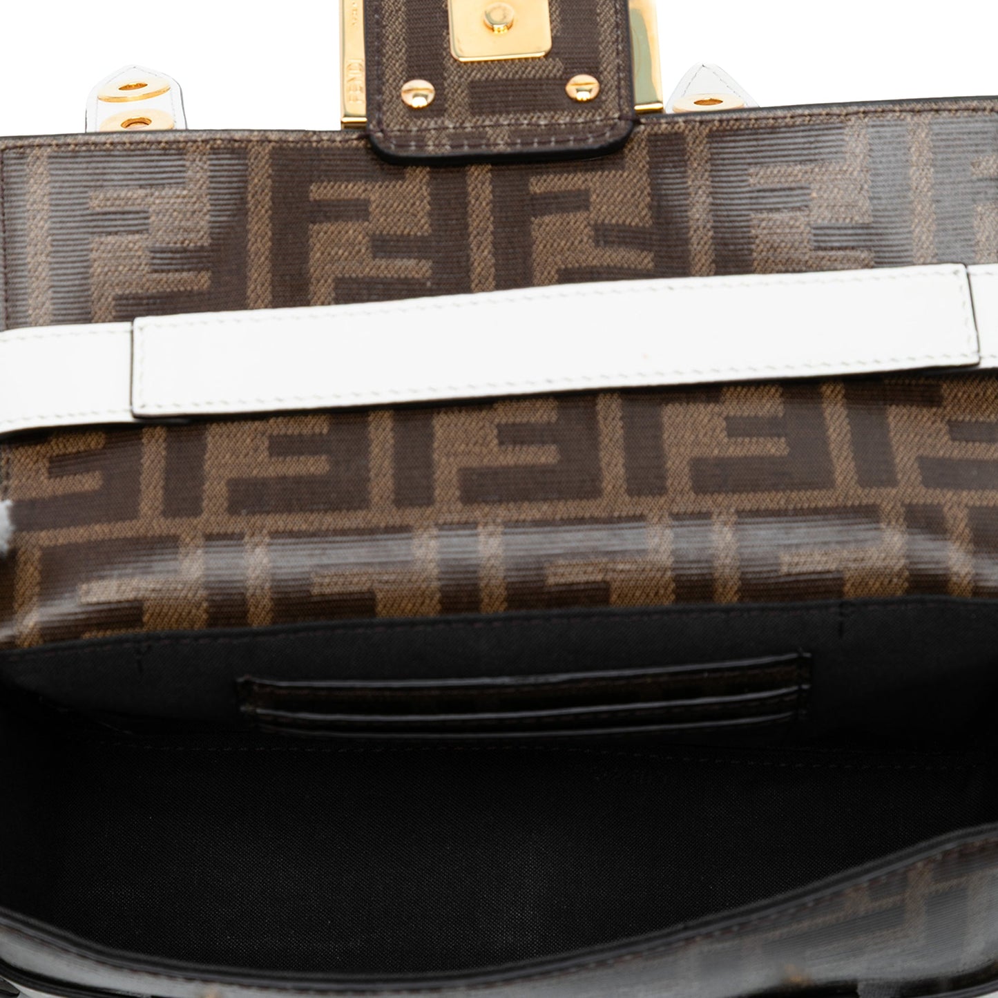 Fendi Mini Zucca Glazed Fabric Cage Baguette Satchel