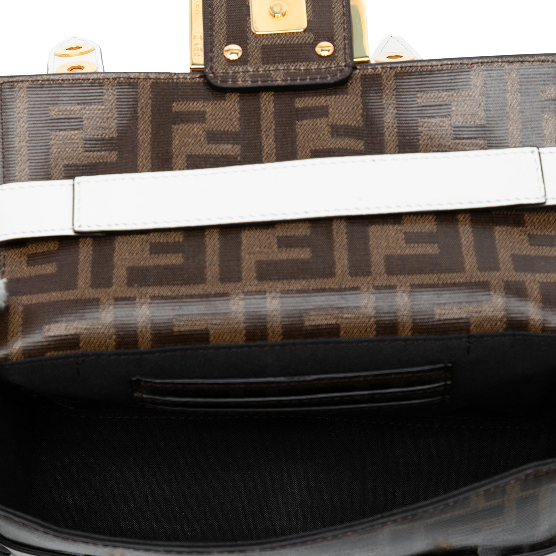 Fendi Mini Zucca Glazed Fabric Cage Baguette Satchel