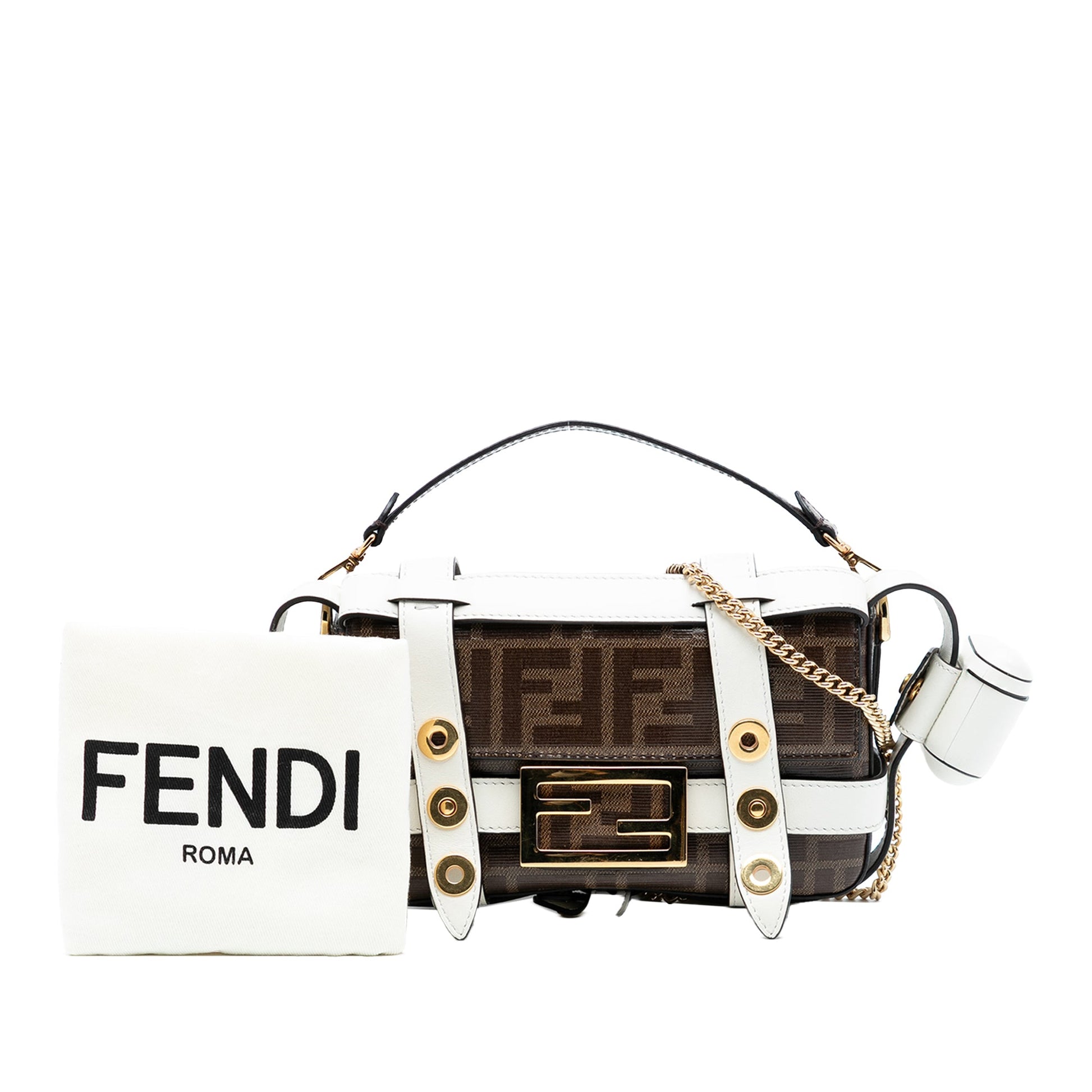 Fendi Mini Zucca Glazed Fabric Cage Baguette Satchel