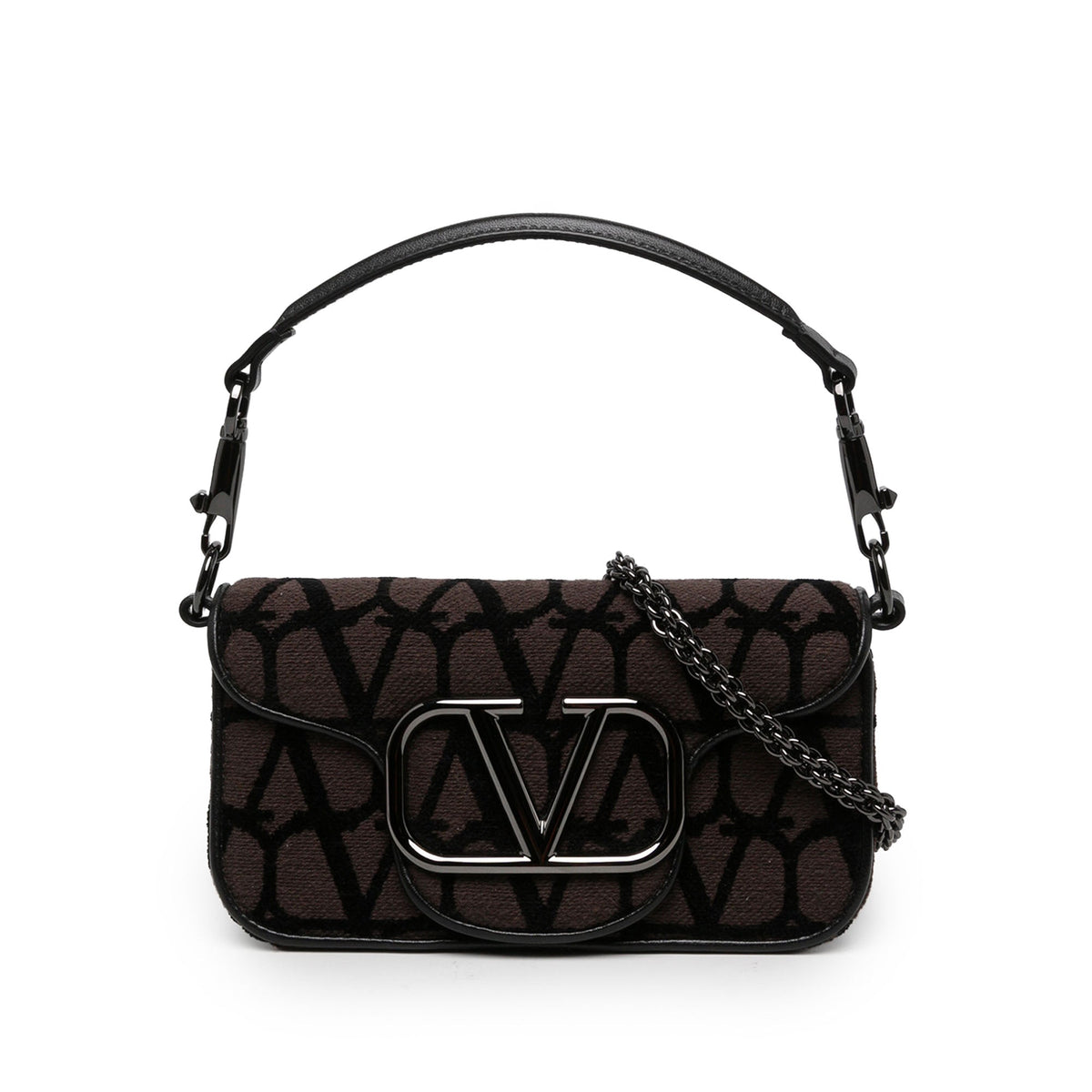 Valentino Small Toile Iconographe VLogo Loco Satchel — Brown
