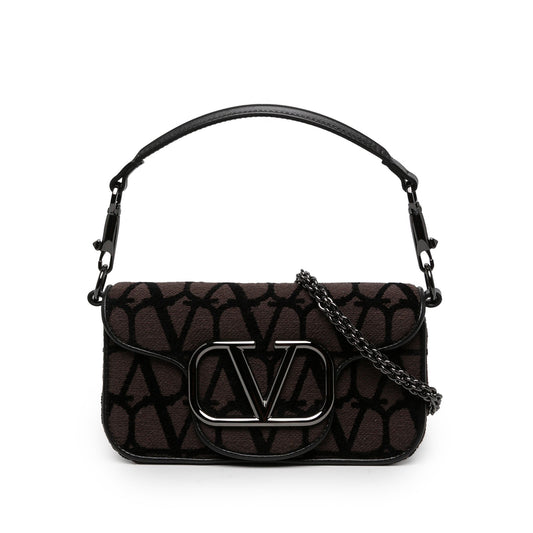 Valentino Small Toile Iconographe VLogo Loco Satchel — Brown