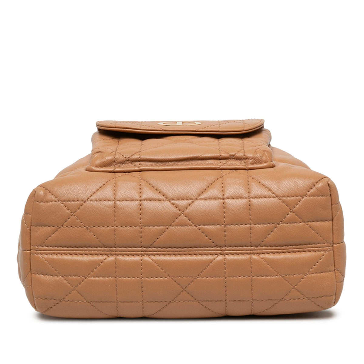Dior Small Lambskin Macrocannage Caro Bucket Bag — Brown