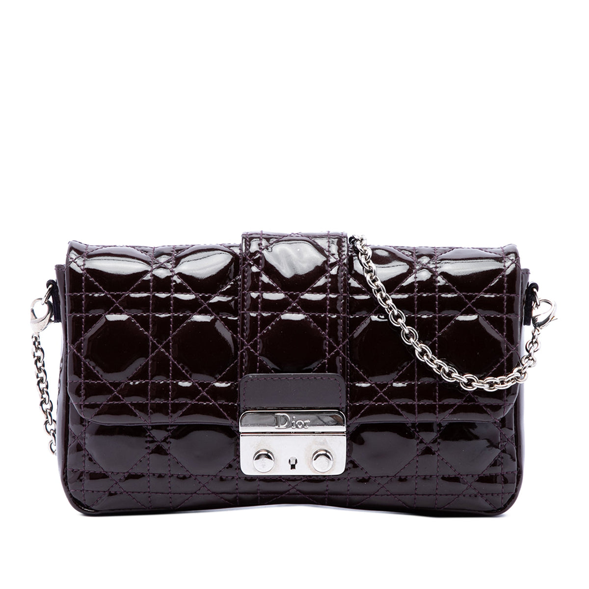 Dior Patent Cannage New Lock Pouch Crossbody — Purple