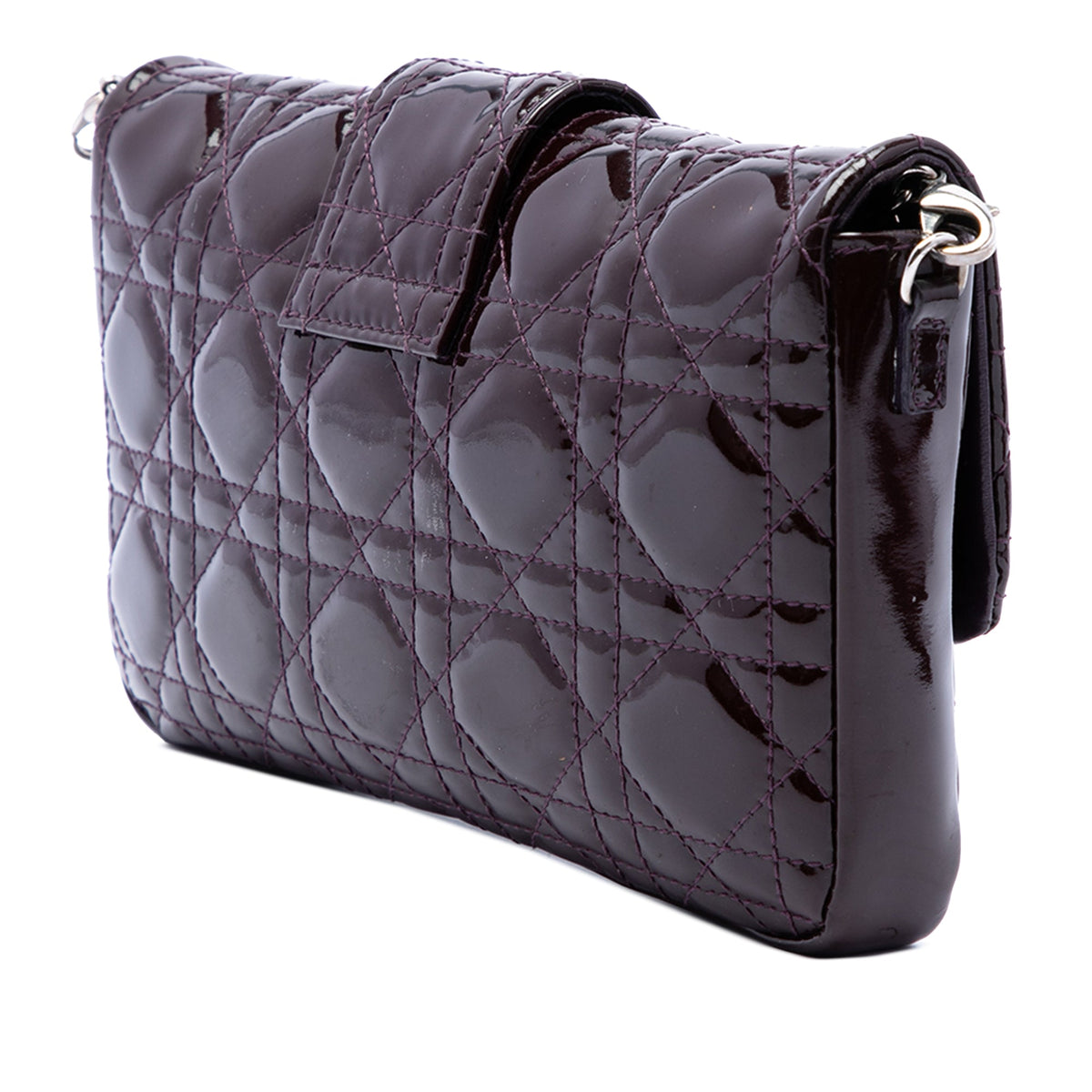 Dior Patent Cannage New Lock Pouch Crossbody — Purple
