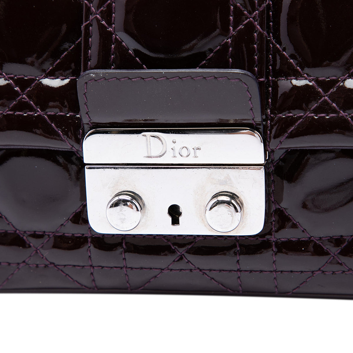Dior Patent Cannage New Lock Pouch Crossbody — Purple