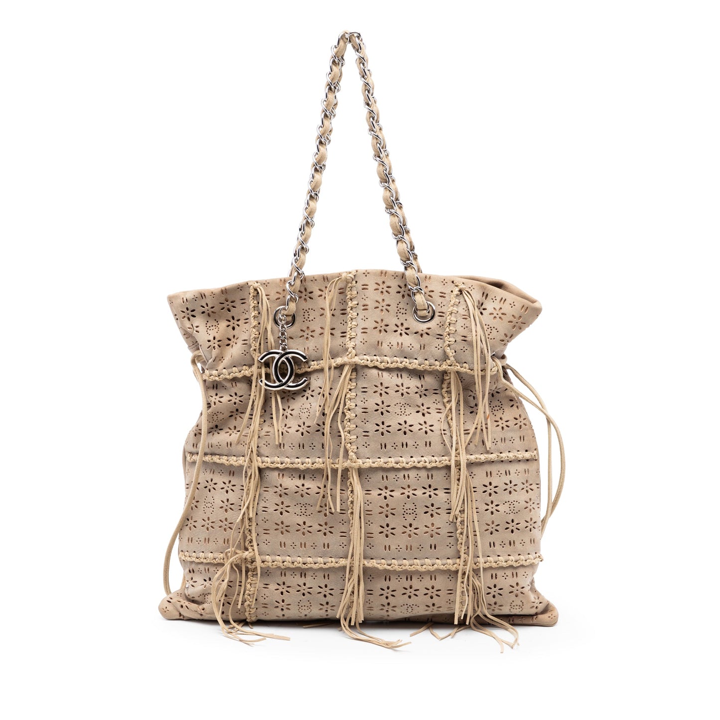 Chanel Perforated Suede Fringe Tote