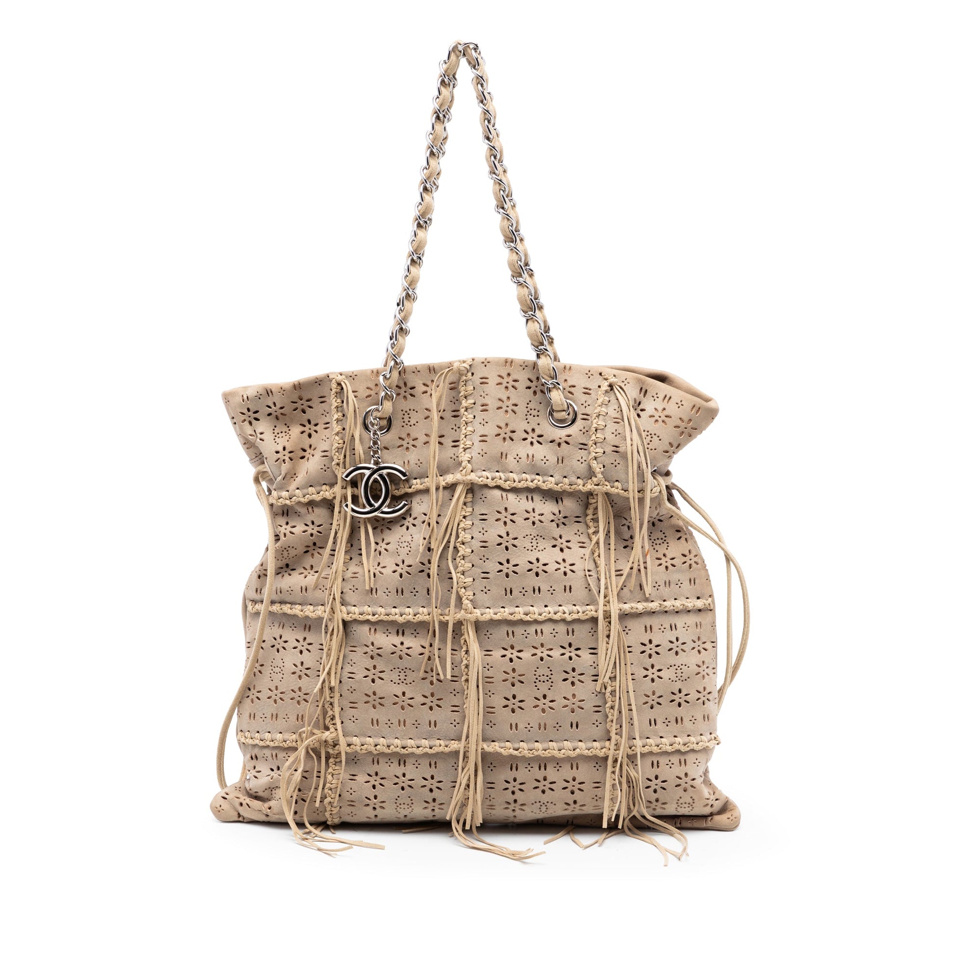 Chanel Perforated Suede Fringe Tote