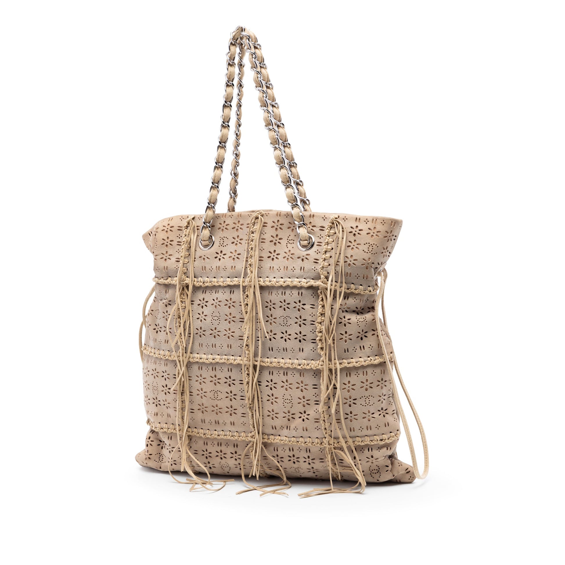 Chanel Perforated Suede Fringe Tote