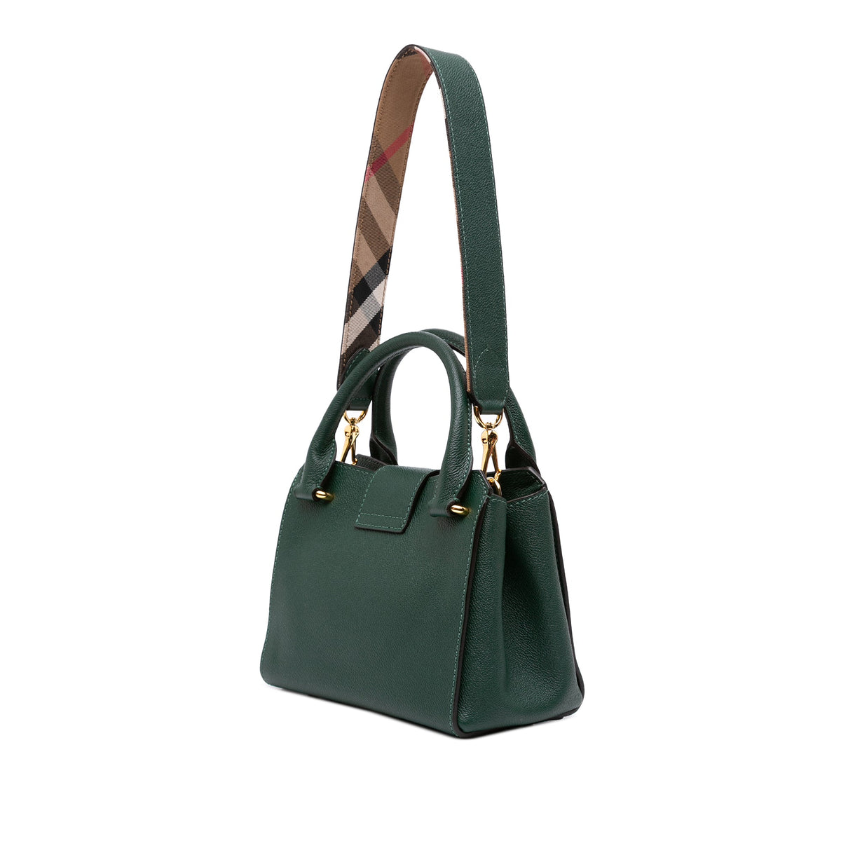 Burberry Small Grained Calfskin Buckle Tote — Green