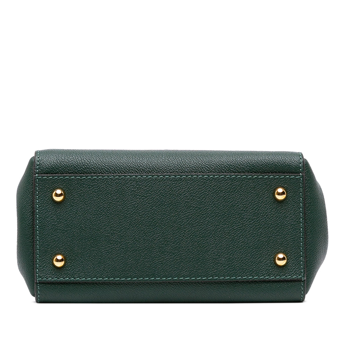 Burberry Small Grained Calfskin Buckle Tote — Green
