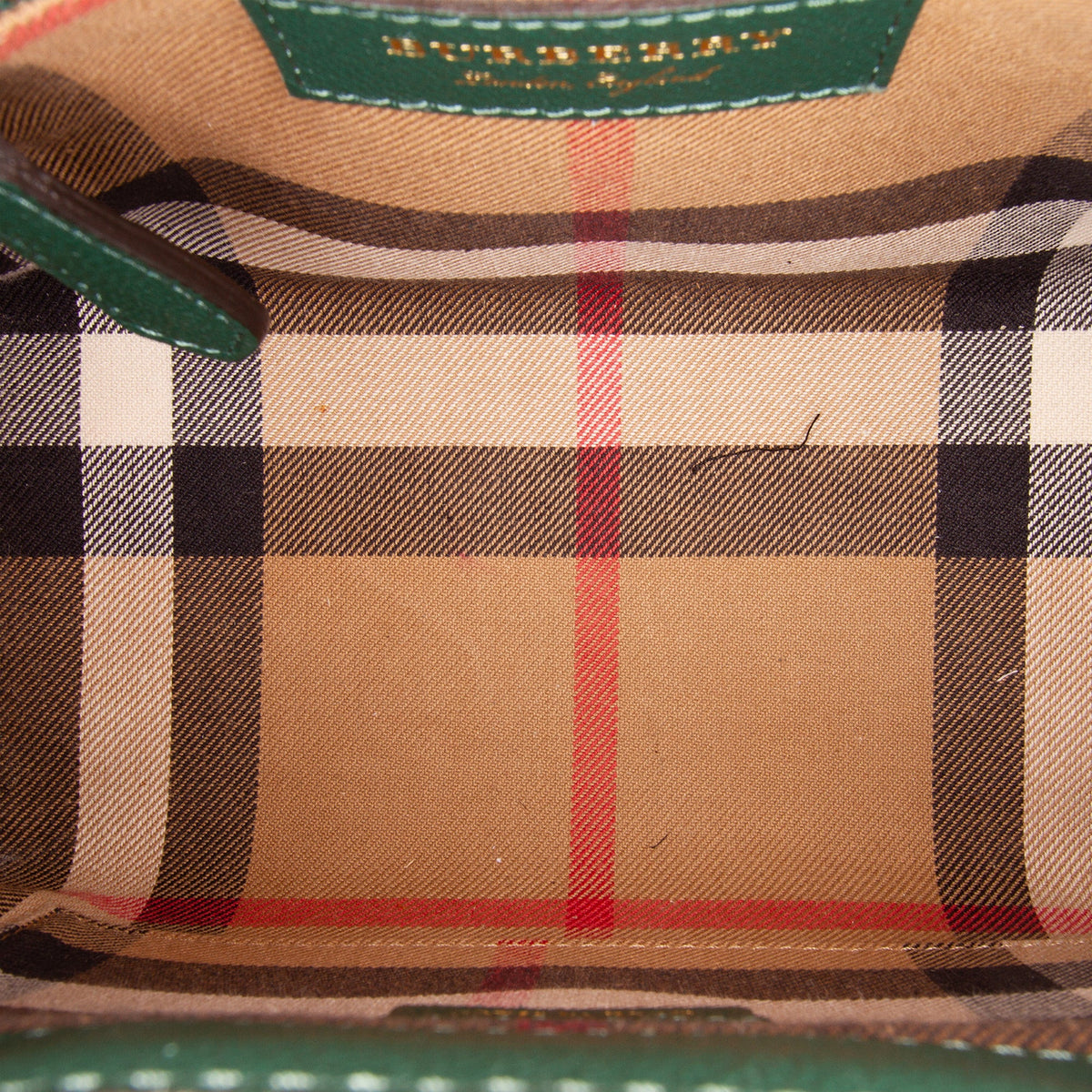 Burberry Small Grained Calfskin Buckle Tote — Green