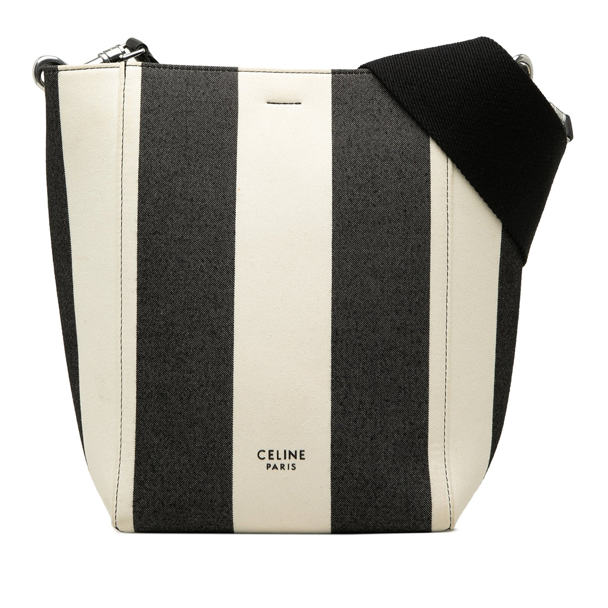 Celine Small Striped Canvas Seau Sangle Bucket Bag