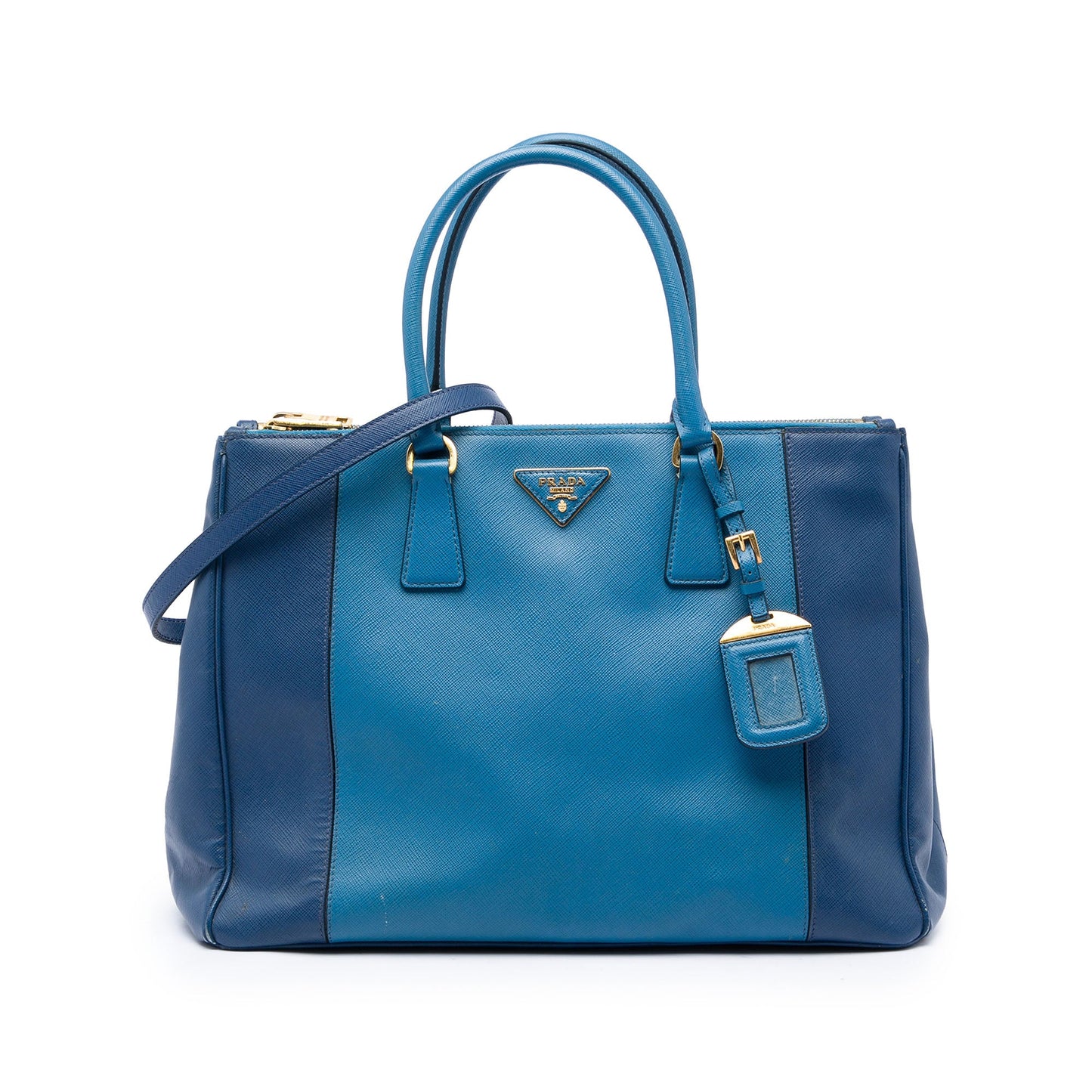 Prada Large Bicolor Saffiano Lux Galleria Double Zip Satchel