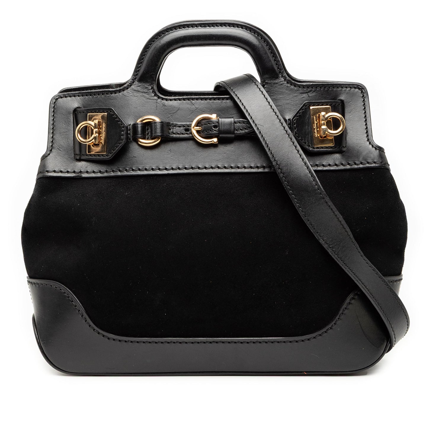 Ferragamo Suede and Calfskin Wanda Top Handle Bag