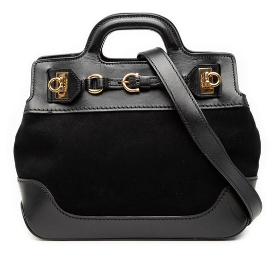 Ferragamo Suede and Calfskin Wanda Top Handle Bag