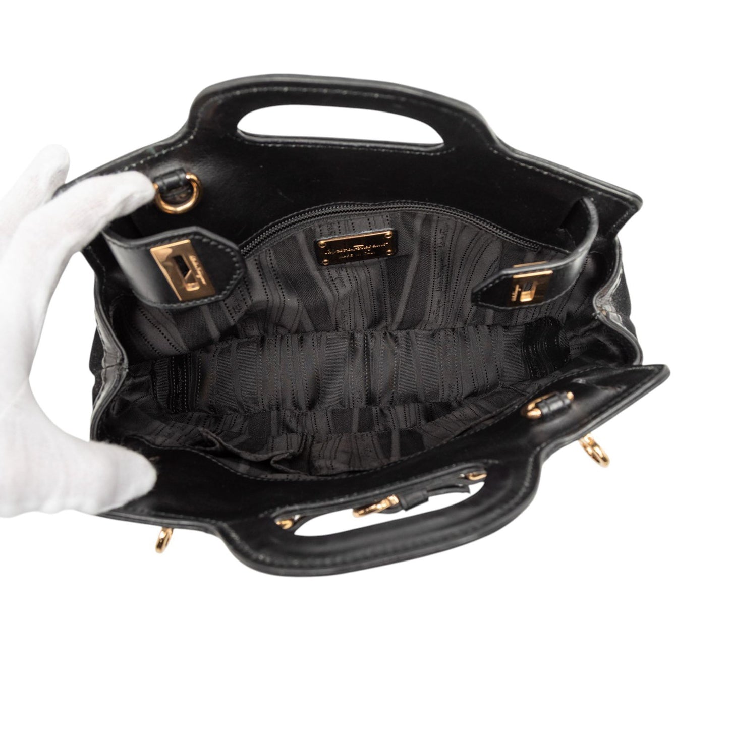 Ferragamo Suede and Calfskin Wanda Top Handle Bag