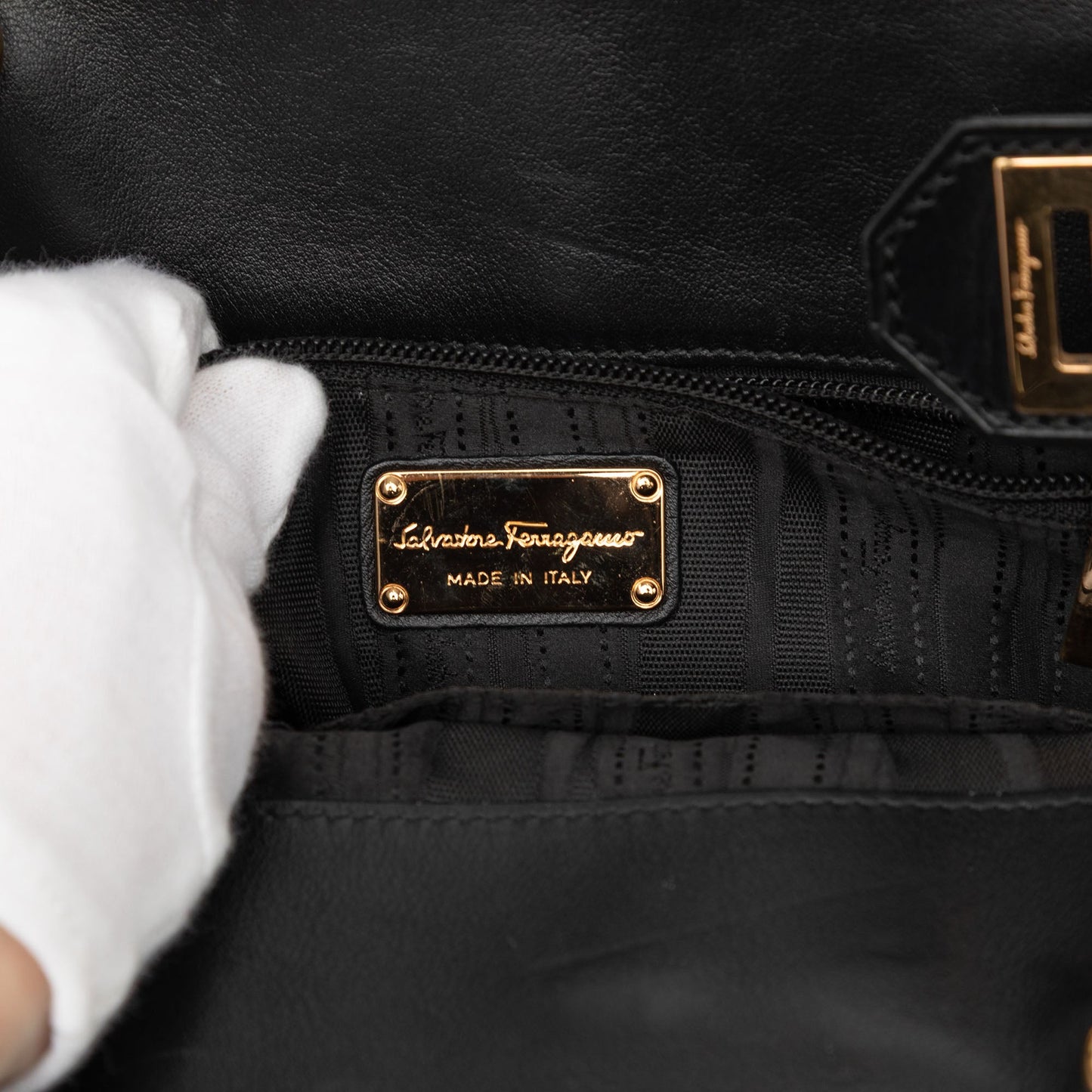 Ferragamo Suede and Calfskin Wanda Top Handle Bag