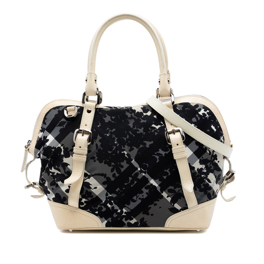 Burberry Floral Beat Check Nylon and Patent Foley Satchel