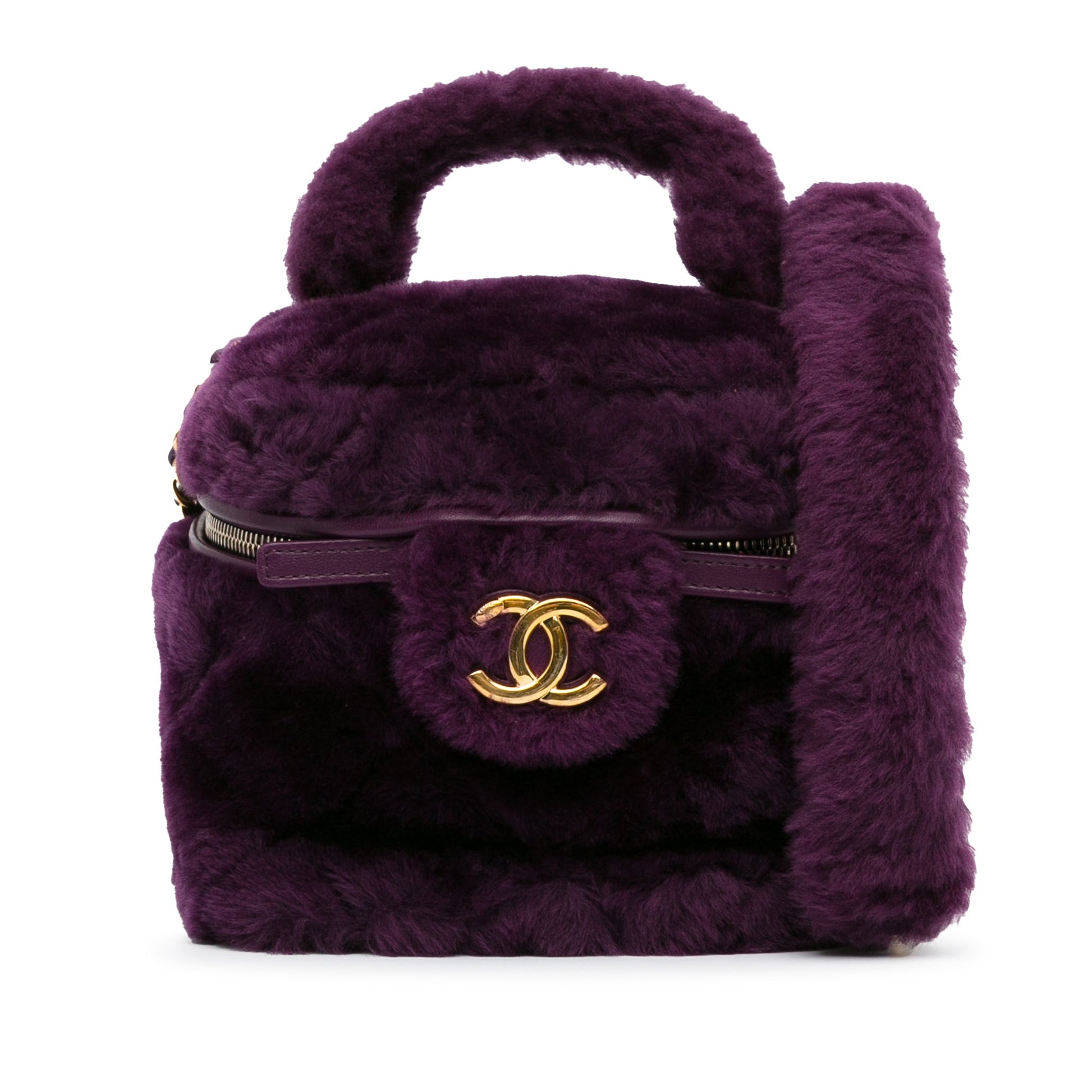 Chanel Small Quilted Shearling Vanity Case