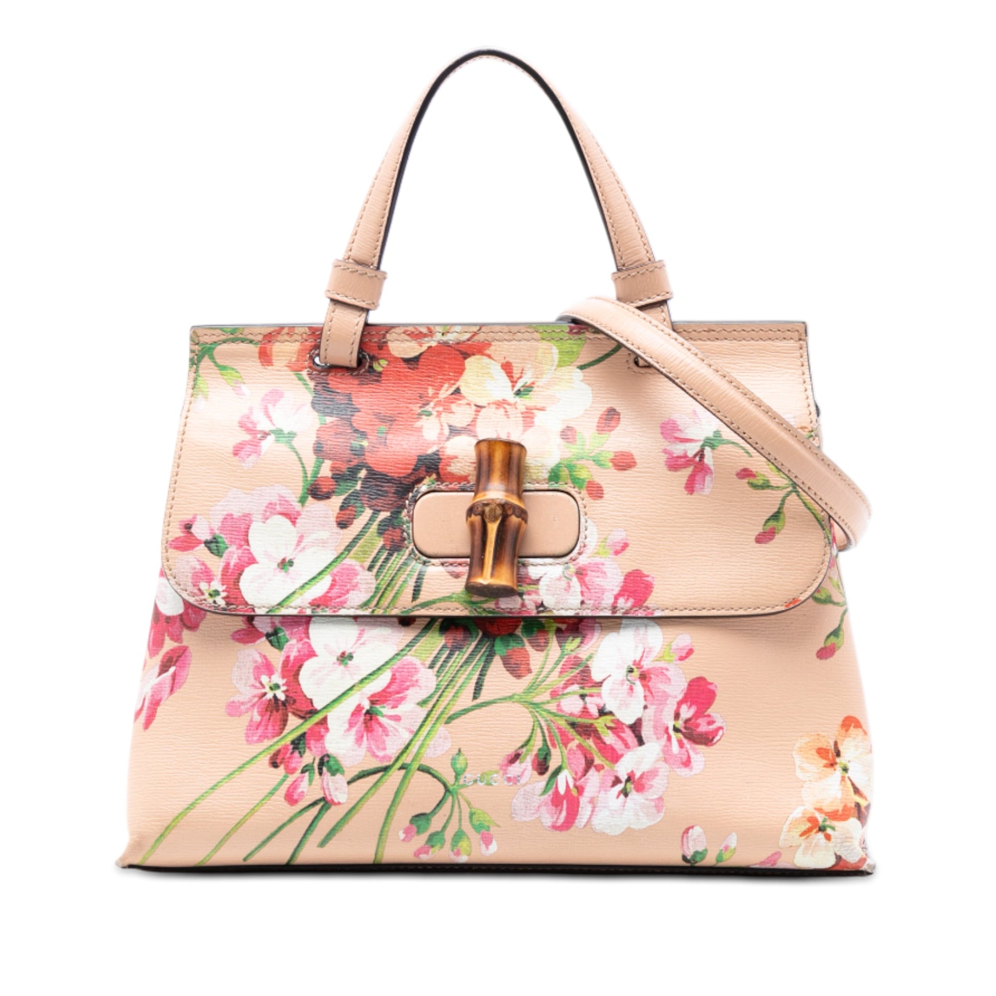 Gucci Small Calfskin Blooms Bamboo Daily Satchel