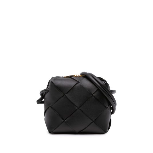 Bottega Veneta Mini Lambskin Intreccio Cassette Camera Bag — Black