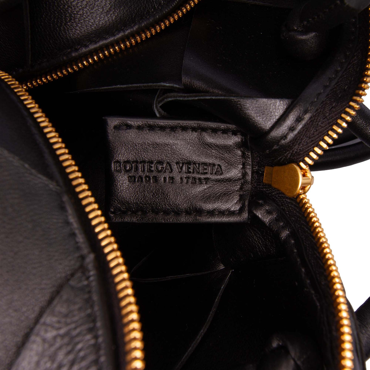 Bottega Veneta Mini Lambskin Intreccio Cassette Camera Bag — Black