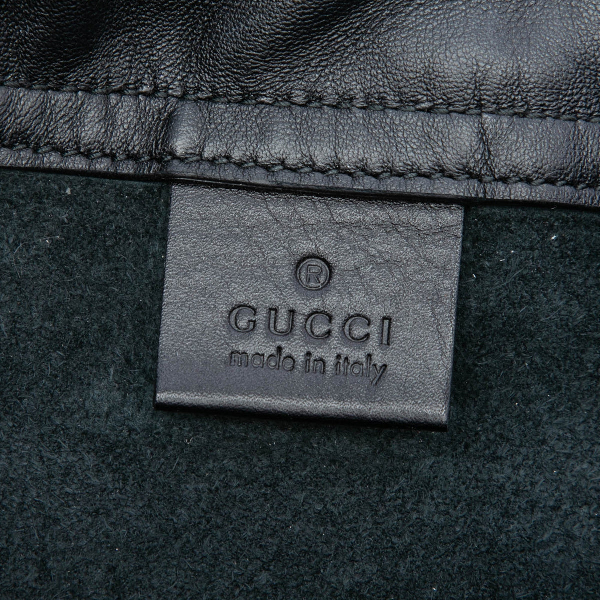 Gucci Grained Calfskin Web Logo Drawstring Backpack