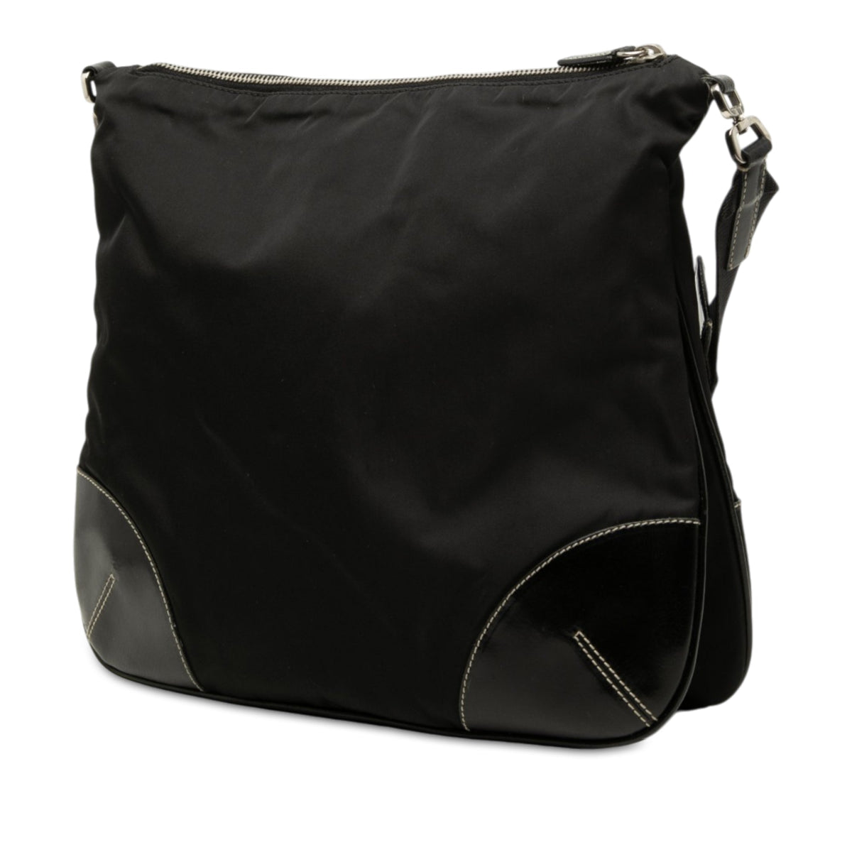 Prada Vitello Trimmed Tessuto Zip Top Crossbody