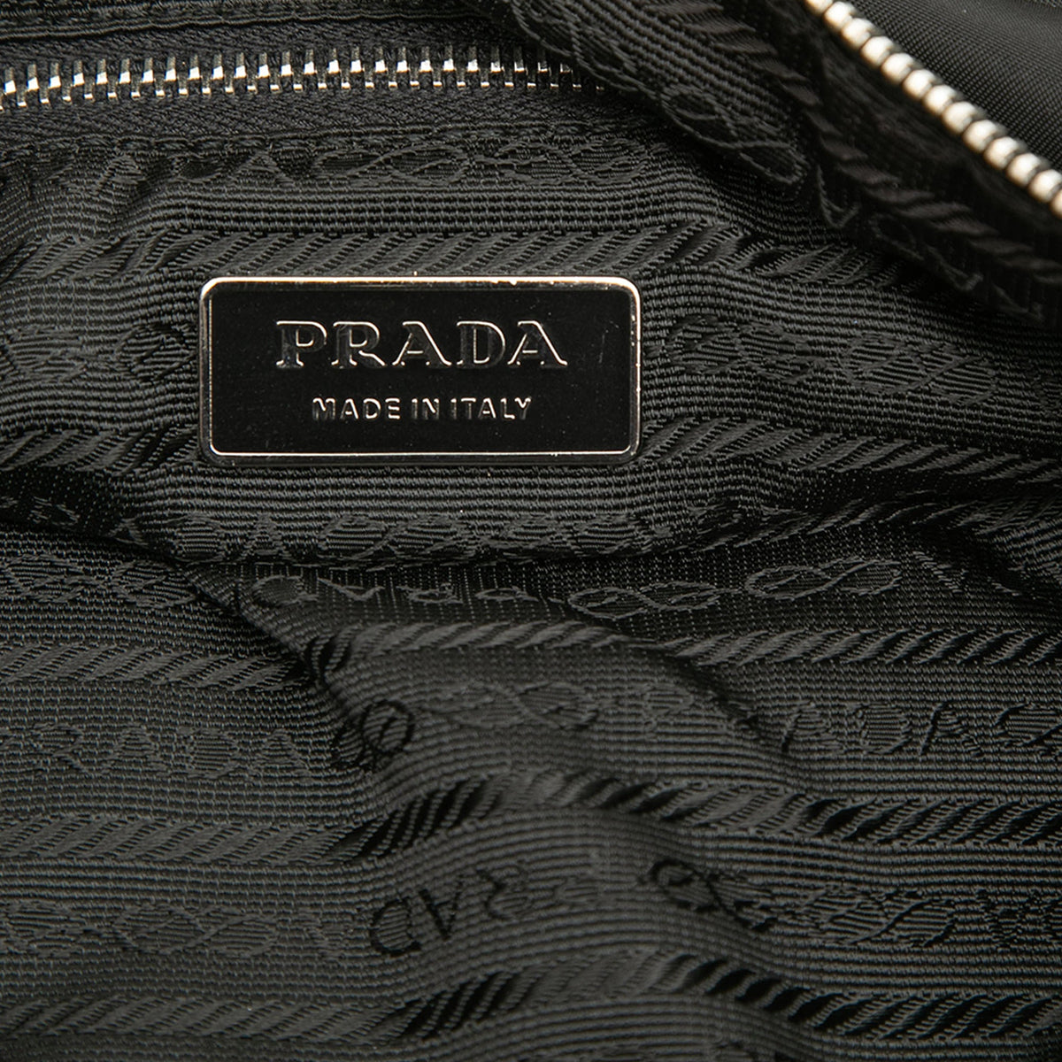 Prada Vitello Trimmed Tessuto Zip Top Crossbody