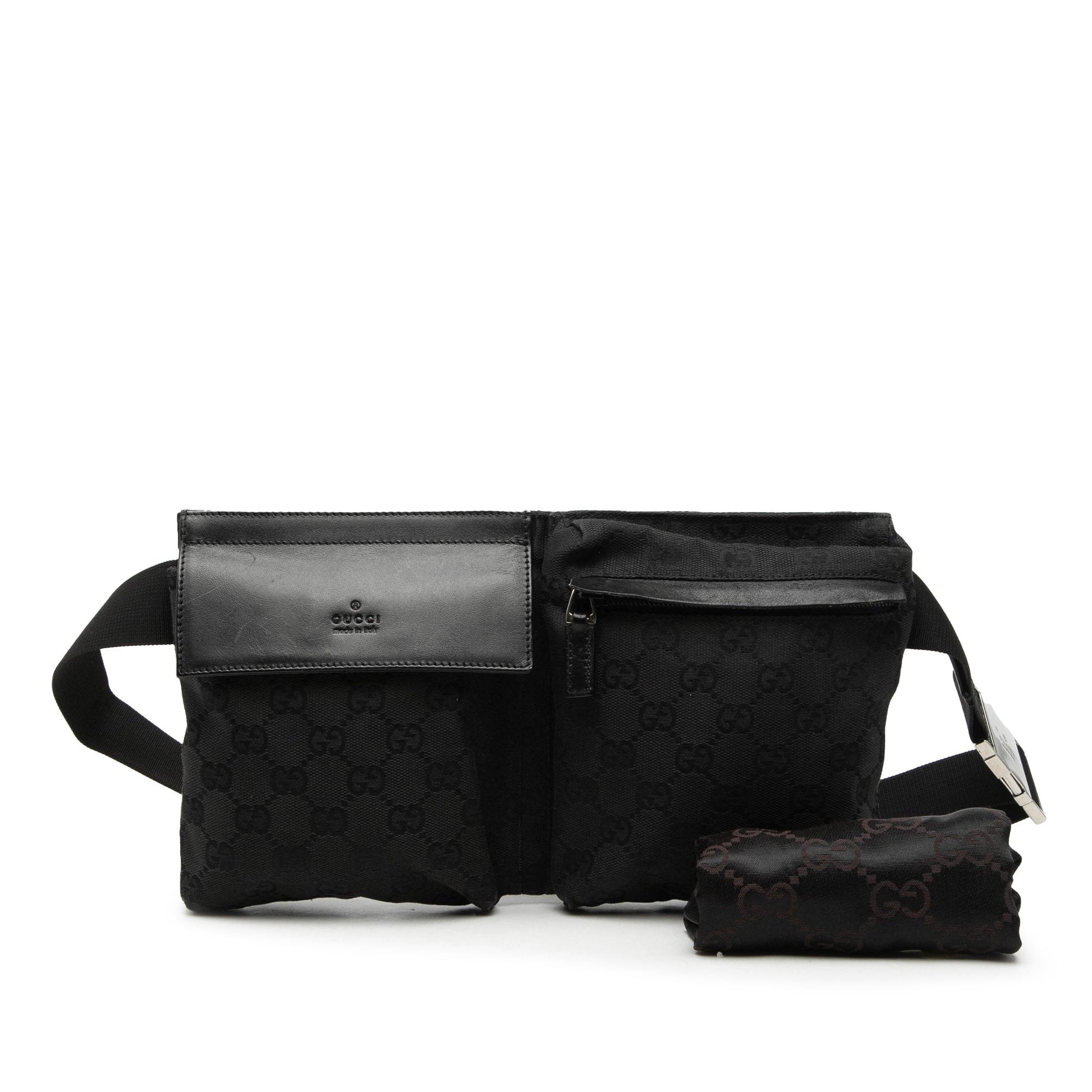 Gucci GG Canvas Double Pocket Belt Bag