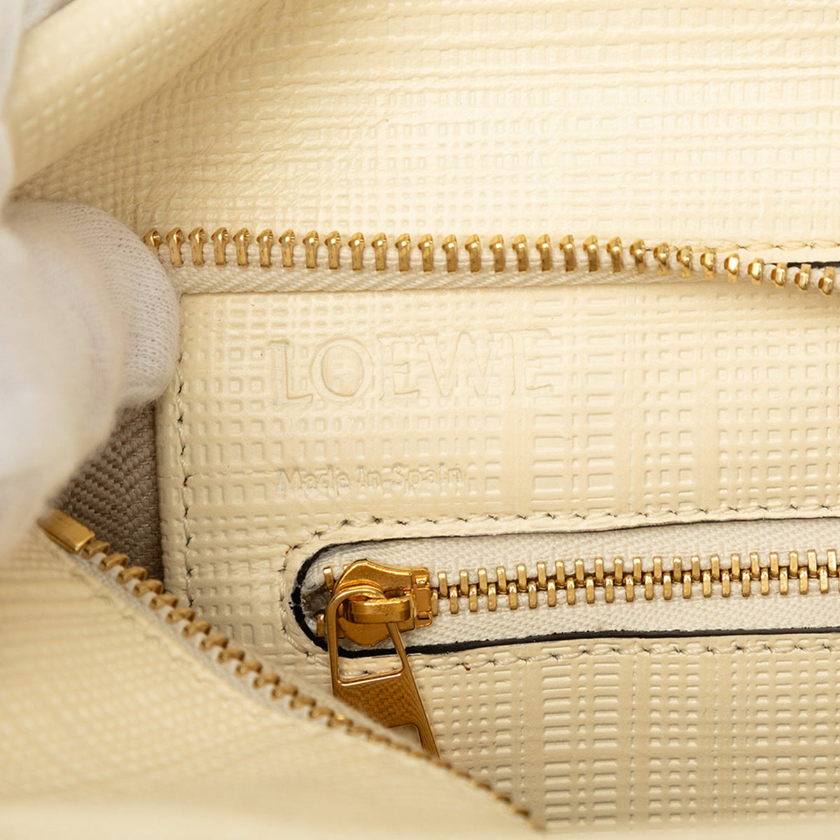 LOEWE Linen Embossed Calfskin Anagram Shopper Tote — Brown
