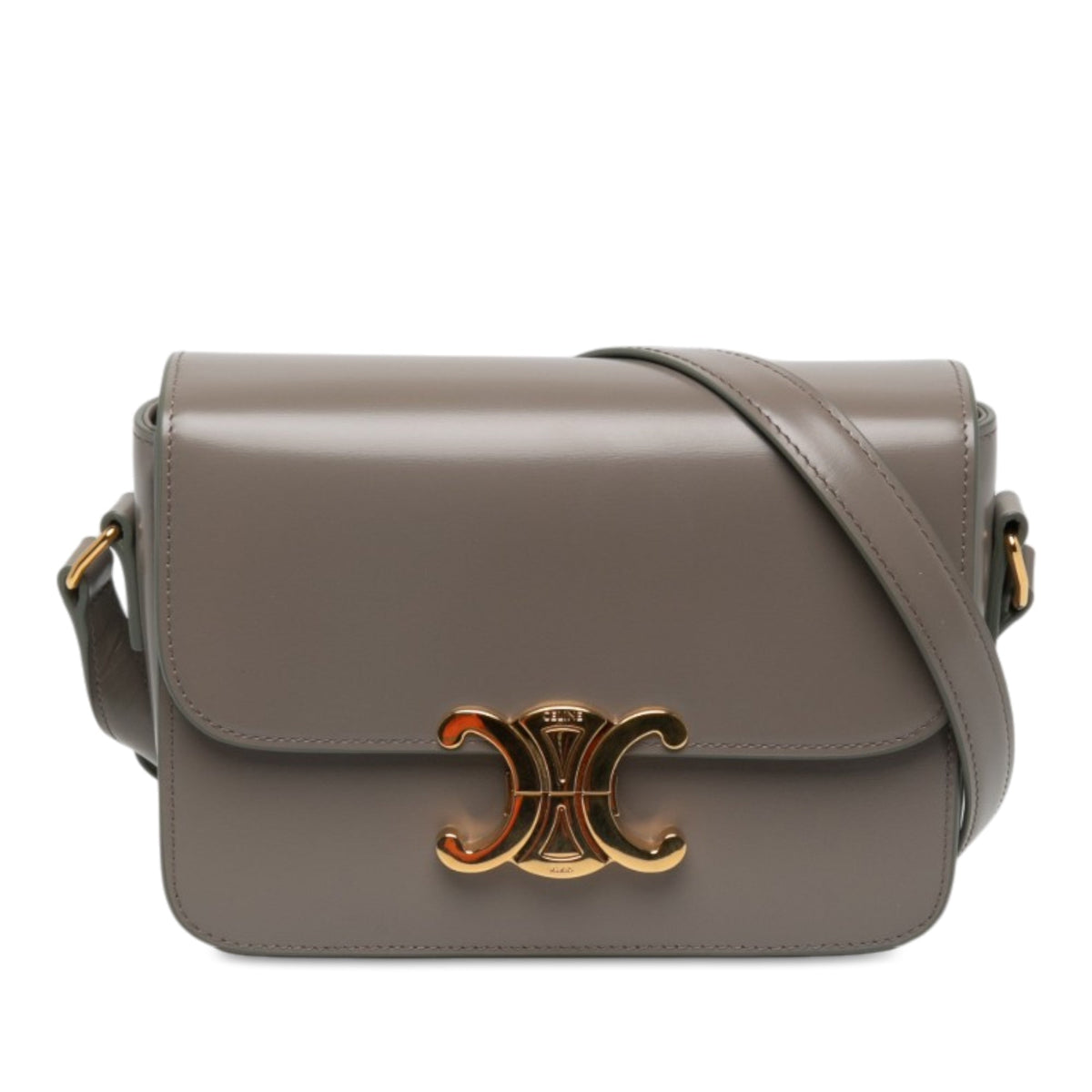 Celine Teen Shiny Calfskin Triomphe Crossbody — Brown