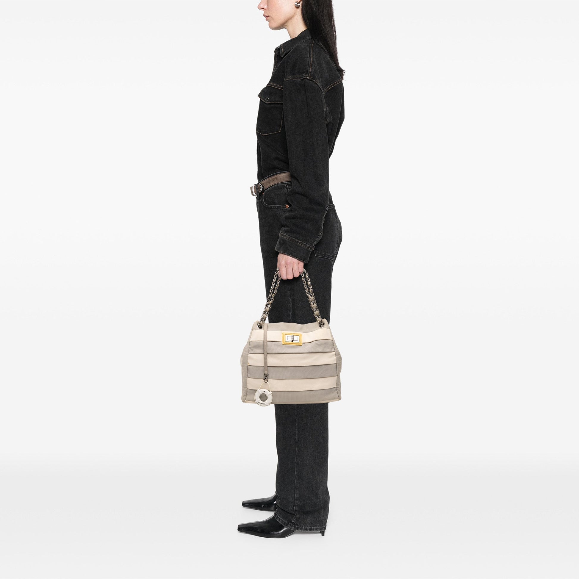 Chanel Bicolor Nylon Grosgrain Reissue 2.55 Shopping Tote