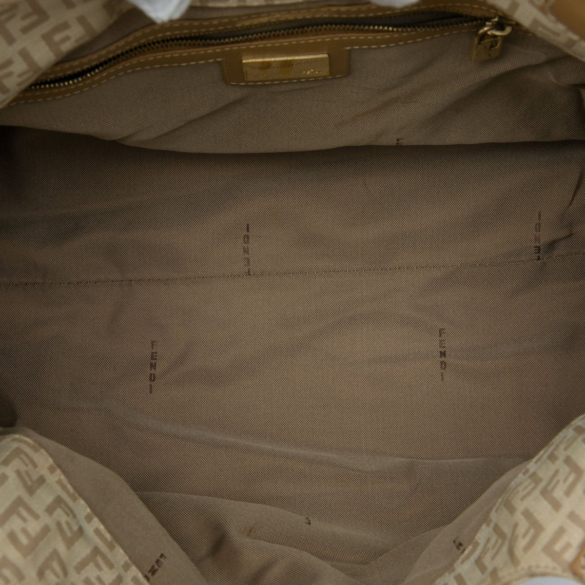 Fendi Zucchino Canvas Shoulder Bag — Beige