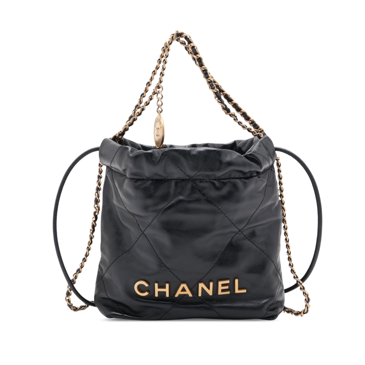 Chanel Mini Shiny Calfskin 22 Handbag — Black