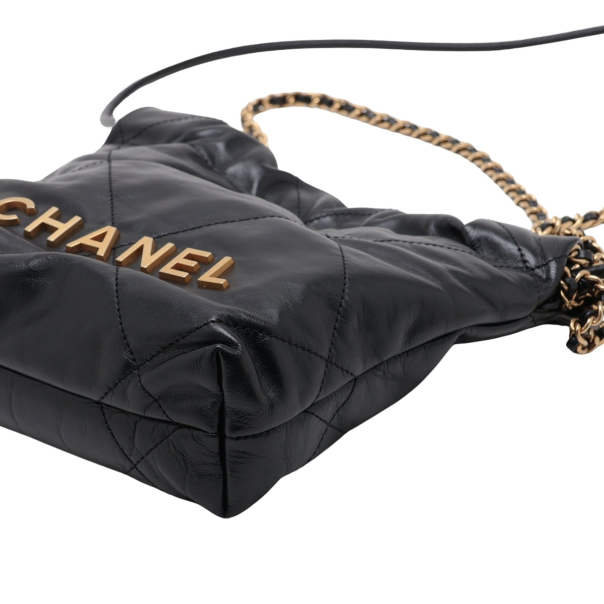 Chanel Mini Shiny Calfskin 22 Handbag — Black