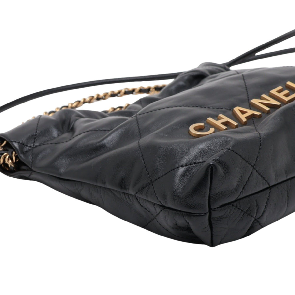 Chanel Mini Shiny Calfskin 22 Handbag — Black