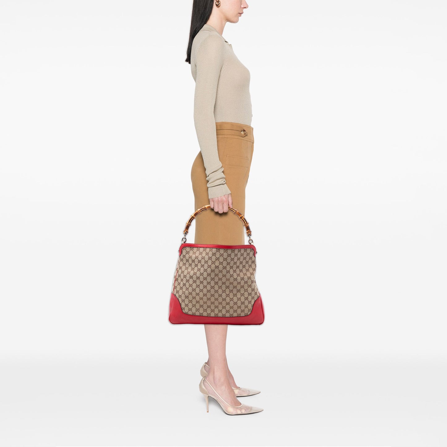 Gucci GG Canvas Bamboo Diana Satchel