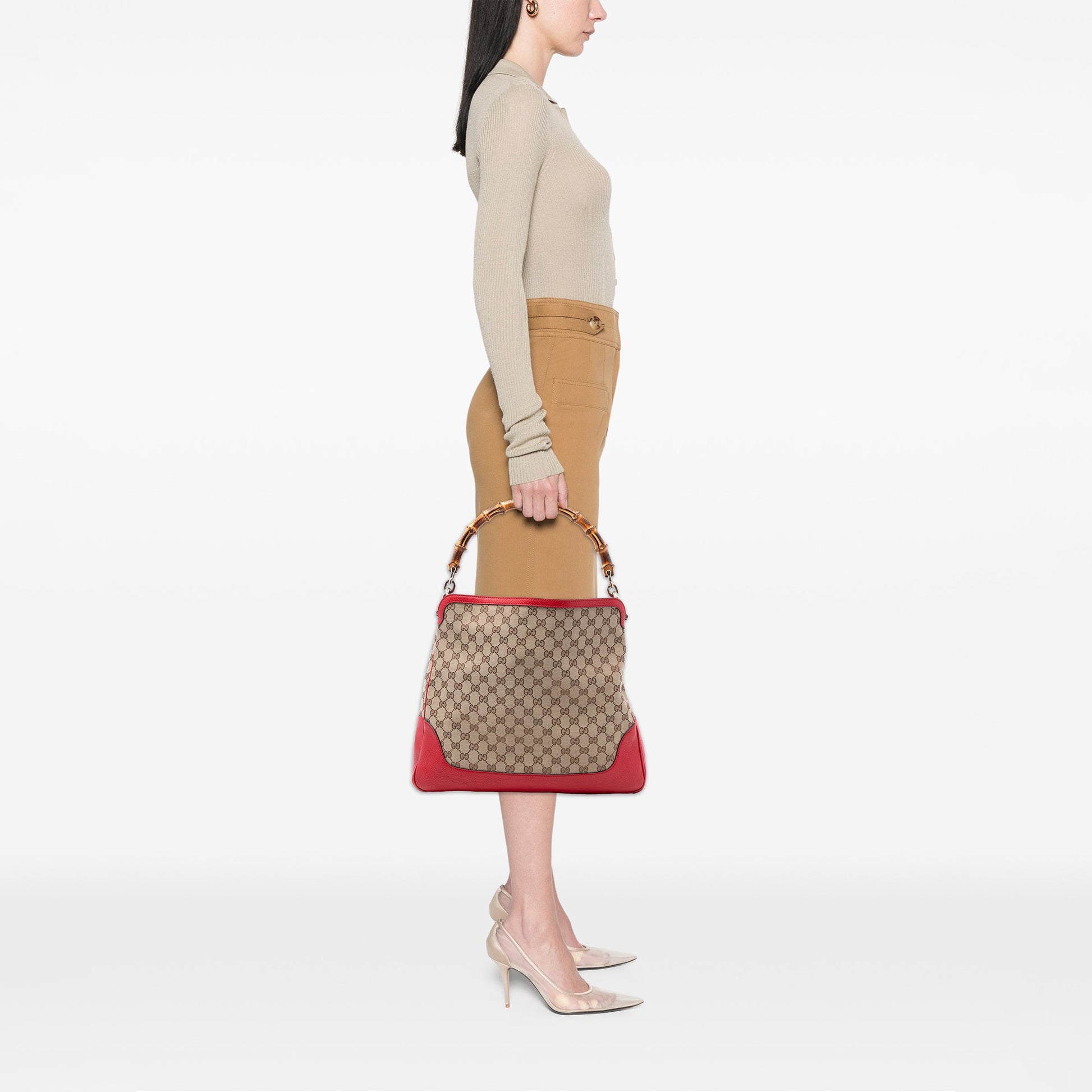 Gucci GG Canvas Bamboo Diana Satchel