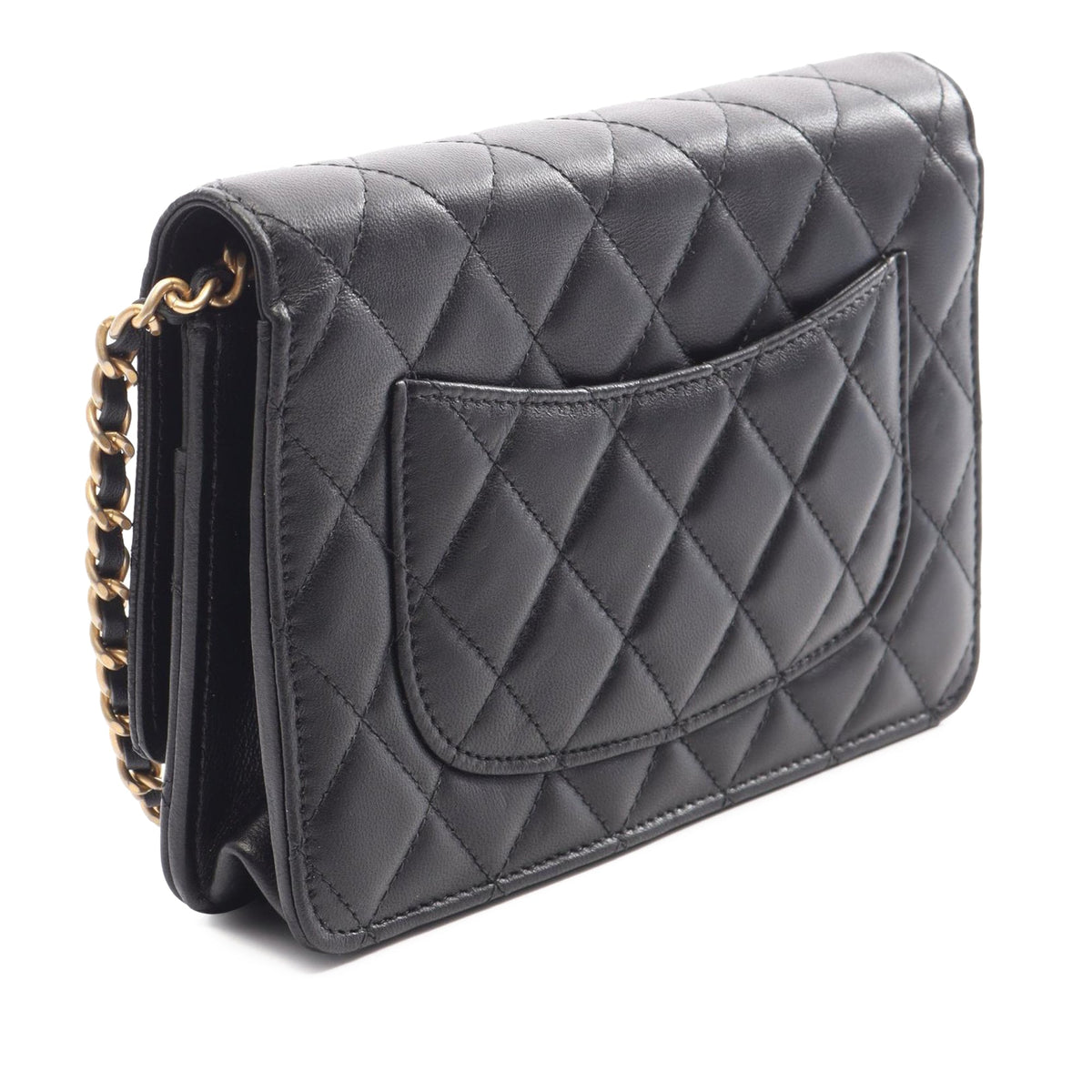 Chanel CC Quilted Lambskin Icon Wallet on Chain — Black