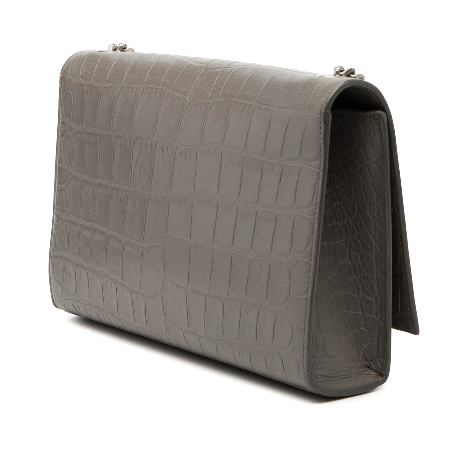 Saint Laurent Medium Croc Embossed Leather Monogram Kate Tassel Crossbody