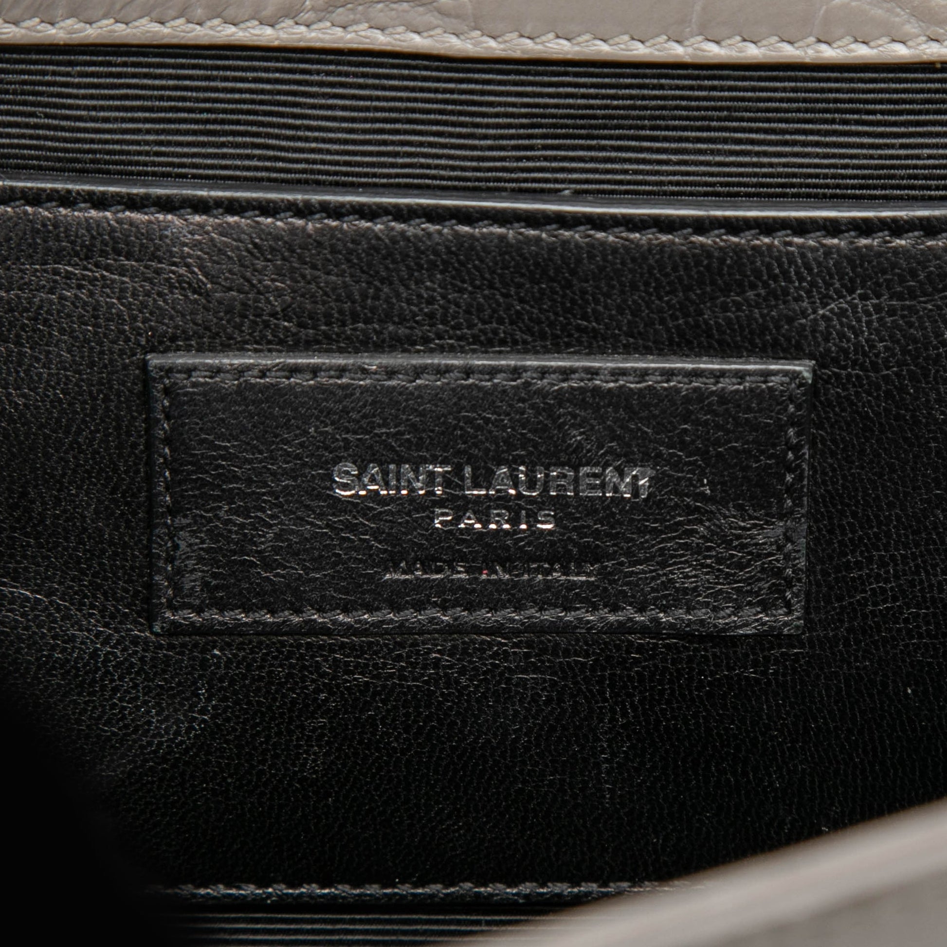 Saint Laurent Medium Croc Embossed Leather Monogram Kate Tassel Crossbody