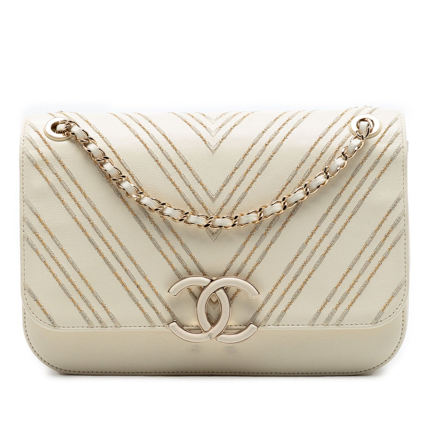 Chanel Large Chevron Sheepskin Subtle Flap