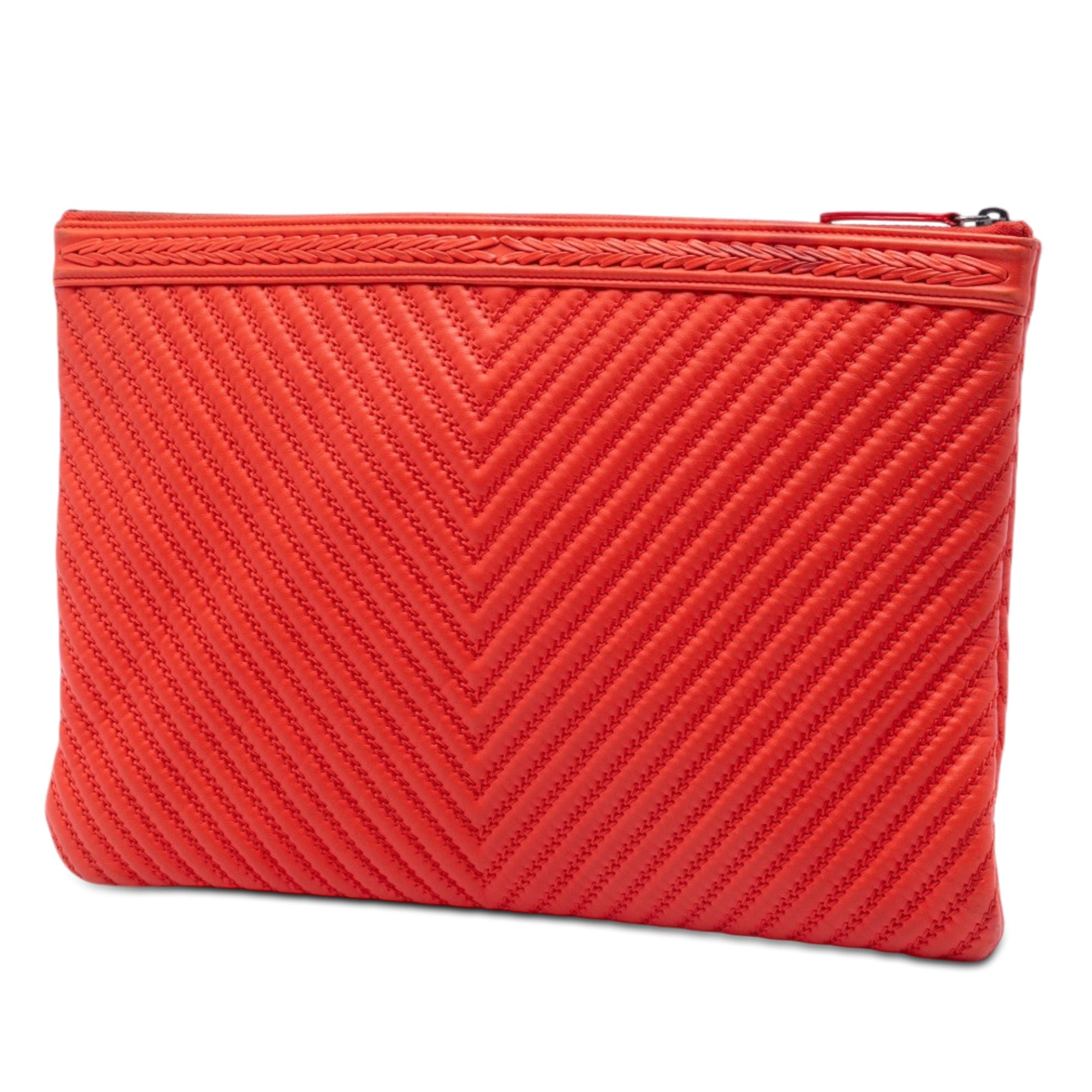Chanel Large Chevron Lambskin Double Stitch Boy O Case Clutch
