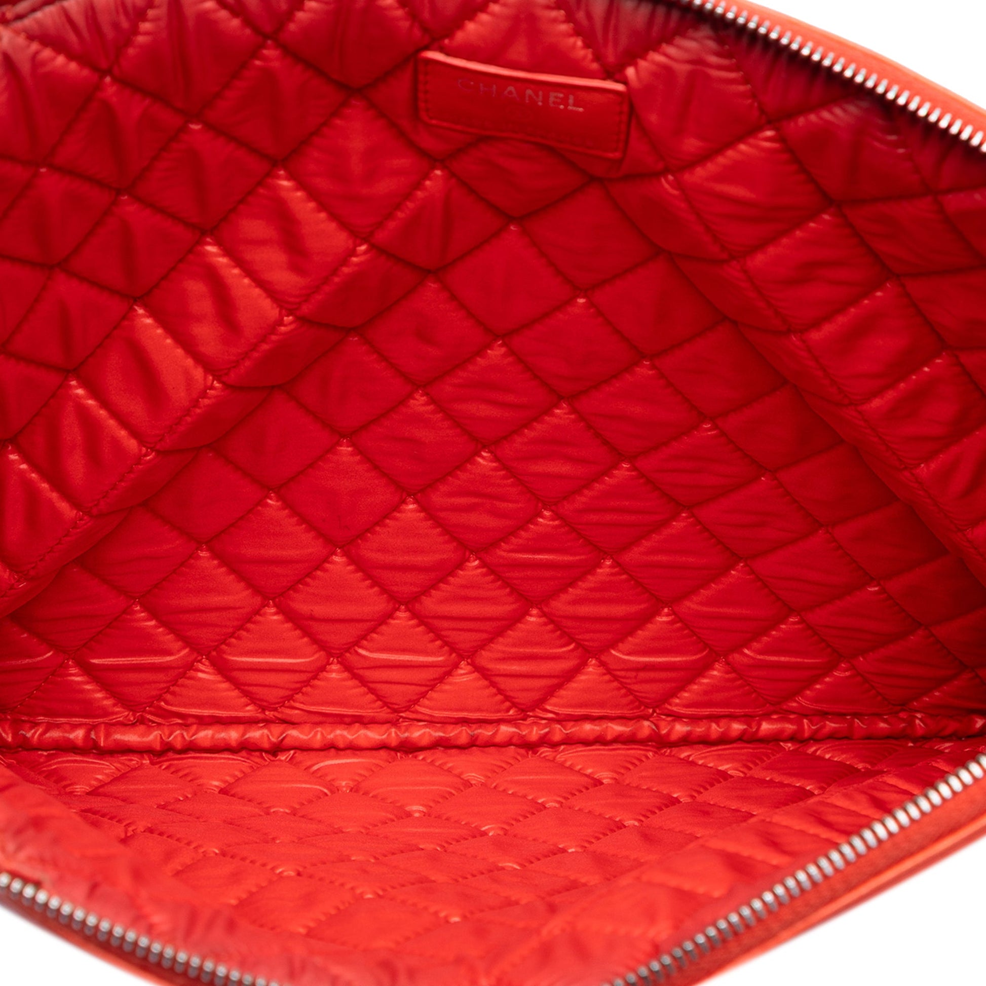Chanel Large Chevron Lambskin Double Stitch Boy O Case Clutch