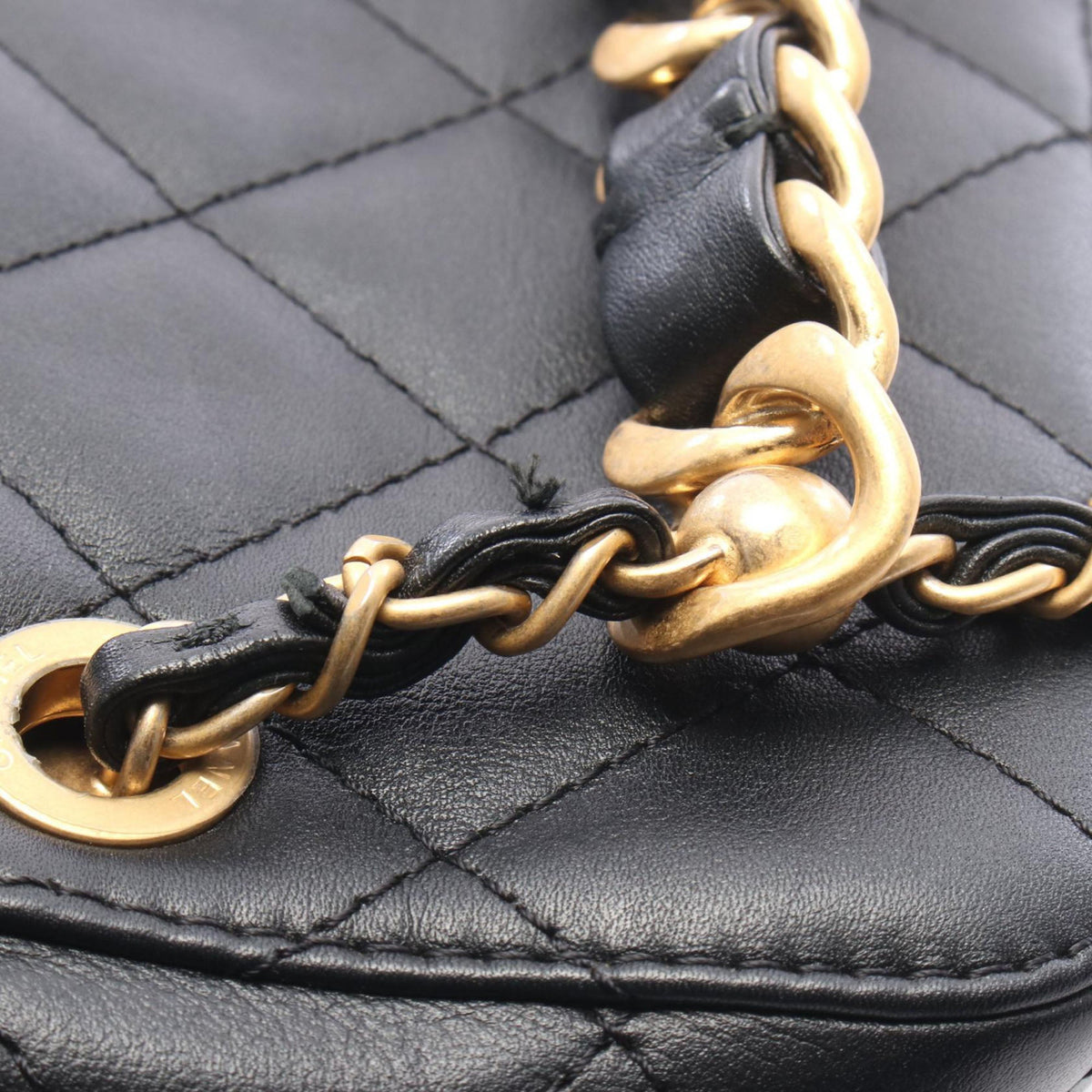 Chanel Small Quilted Calfskin Chain Bar Vanity Case with Chain — Black